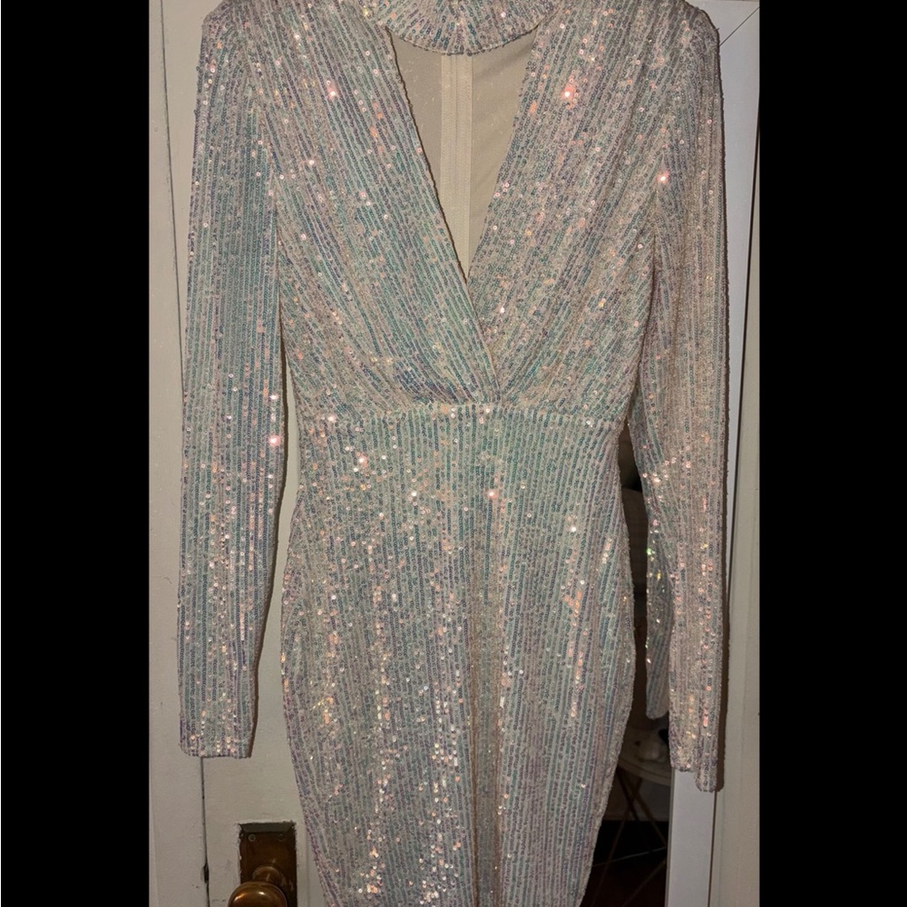 Elegant Sequin Long Sleeve Dress